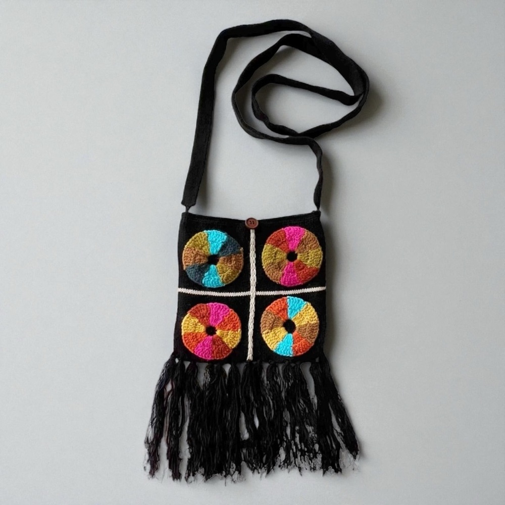 Anna Sui Vintage Crochet Boho Crossbody Bag